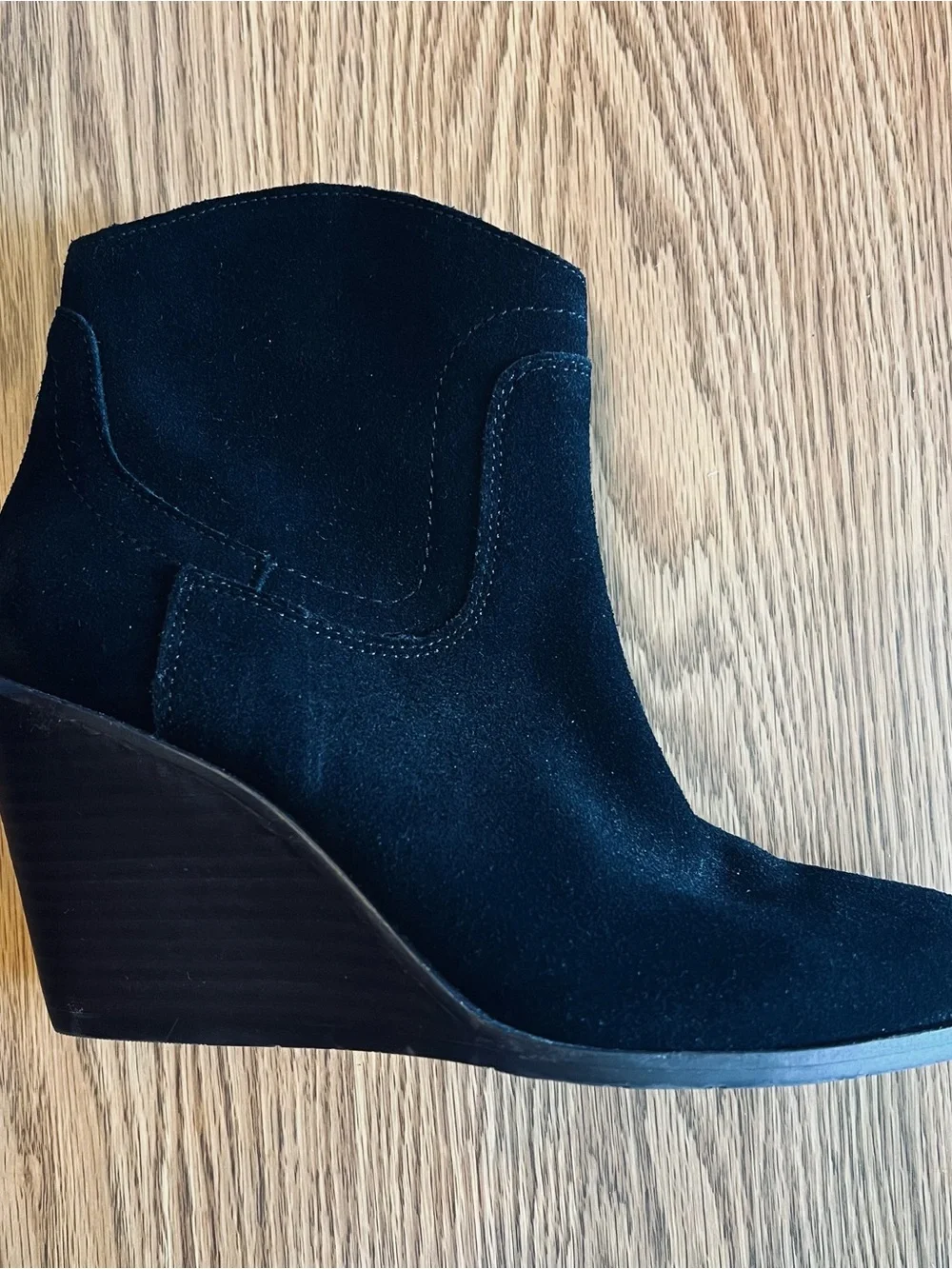 LUCKY BRAND Wadier Black Suede Ankle Wedge Boot Sz 6.5 Like New